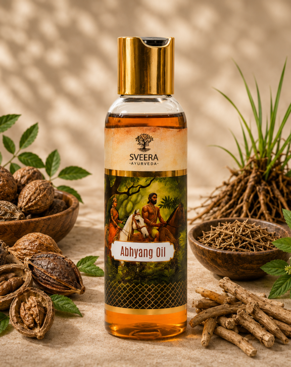 Sveera Abhyang oil is specially developed to strengthen muscles, bones, and joints. It helps to balance the vata, pitta, kapha of your skin.