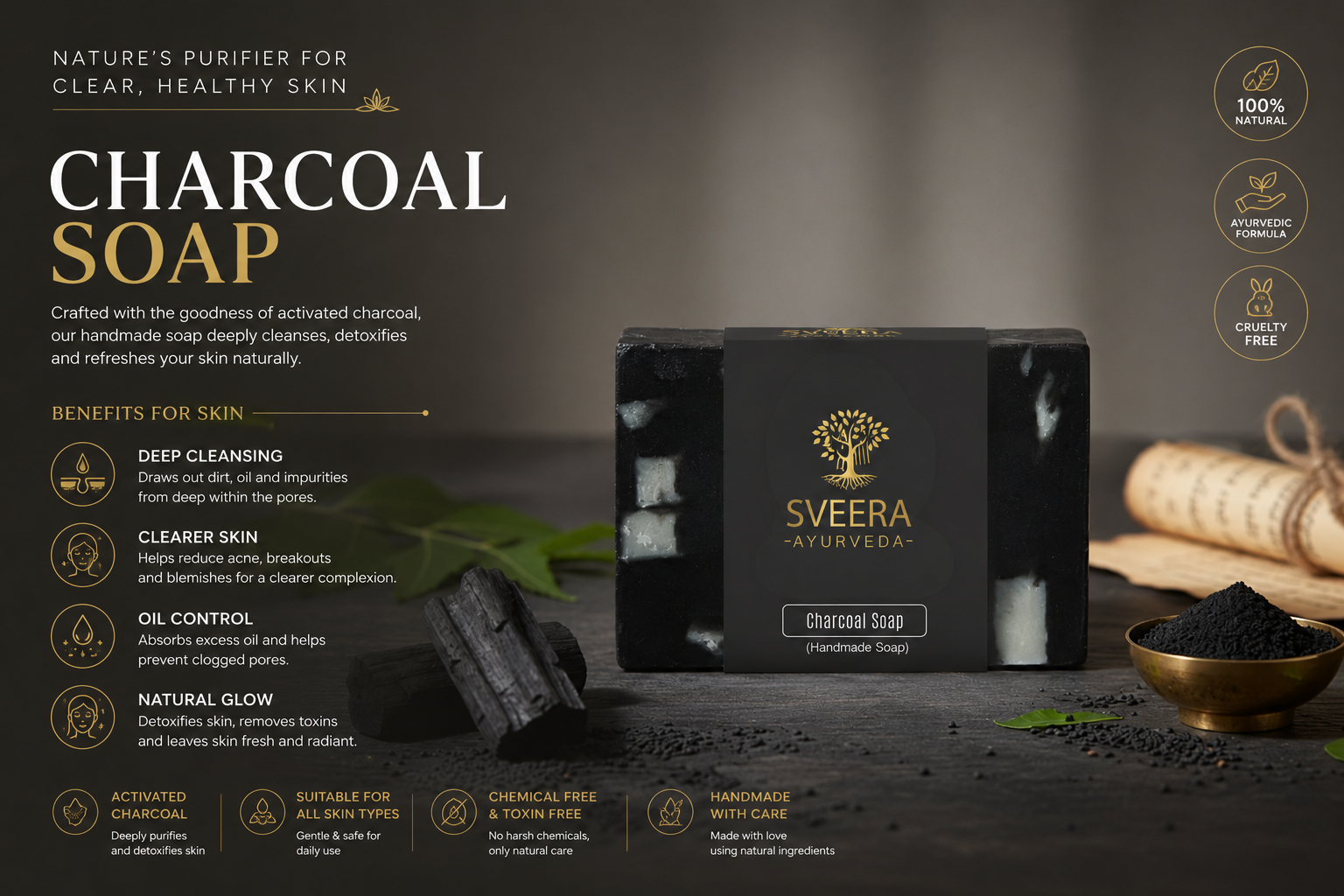 Sveera Charcoal Soap – Deep-Cleansing Soap for Oily, Congested Skin - Image 5