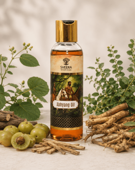 Sveera Abhyang oil is specially developed to strengthen muscles, bones, and joints. It helps to balance the vata, pitta, kapha of your skin.